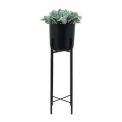 Sagebrook Home Set of 3 Metal Planters on Stand Black