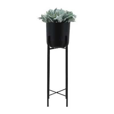 Sagebrook Home Set of 3 Metal Planters on Stand Black 2 Sagebrook Home Set of 3 Metal Planters on Stand Black