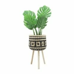 Sagebrook Home Set of 3 Checkered Bamboo Planters Brown