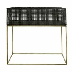 Sagebrook Home Set of 2 Rectangular Metal Planters Black/Gold