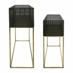 Sagebrook Home Set of 2 Rectangular Metal Planters Black/Gold -Cheap Planters Store unnamed file 5156