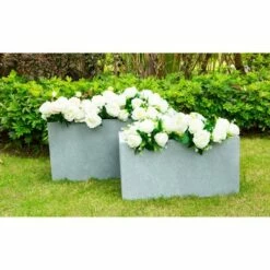 Rosemead Home & Garden, Inc. Set of 2 Kante Lightweight Outdoor Long Low Granite Concrete Rectangular Planters Slate Gray - Rosemead Home & Garden, Inc. -Cheap Planters Store unnamed file 5161