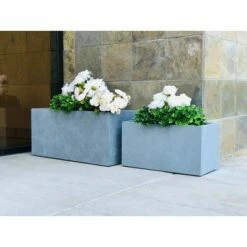 Rosemead Home & Garden, Inc. Set of 2 Kante Lightweight Outdoor Long Low Granite Concrete Rectangular Planters Slate Gray - Rosemead Home & Garden, Inc. -Cheap Planters Store unnamed file 5163