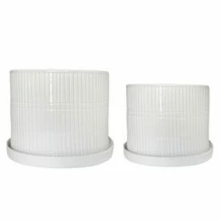 Sagebrook Home Set of 2 Textured Ceramic Planters with Saucers Black -Cheap Planters Store unnamed file 5191