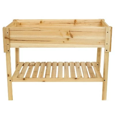 Sunnydaze Decor Sunnydaze Outdoor Raised Wooden Garden Bed with Lower Shelf for Plant Flowers, Herbs, Green Plants, and Vegetables - 42" - Clear Coat 9 Sunnydaze Decor Sunnydaze Outdoor Raised Wooden Garden Bed with Lower Shelf for Plant Flowers, Herbs, Green Plants, and Vegetables - 42" - Clear Coat - Image 7