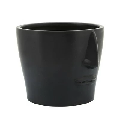 Sagebrook Home 6" Face Ceramic Planter Black 3 Sagebrook Home 6" Face Ceramic Planter Black