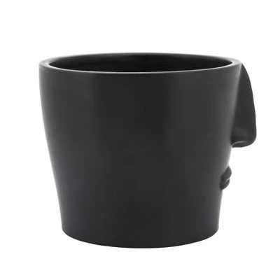 Sagebrook Home 6" Face Ceramic Planter Black 4 Sagebrook Home 6" Face Ceramic Planter Black - Image 2