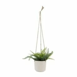 Sagebrook Home 6" Vector Ceramic Hanging Planter White