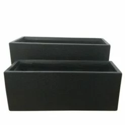 Set of 2 13" Resin Nested Rectangular Planters Black - Sagebrook Home