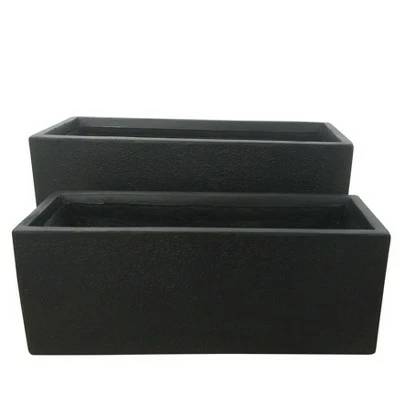 Set of 2 13" Resin Nested Rectangular Planters Black - Sagebrook Home 2 Set of 2 13" Resin Nested Rectangular Planters Black - Sagebrook Home