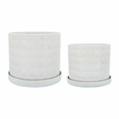 Sagebrook Home Set of 2 Diamond Ceramic Planters with Saucers White 13 Sagebrook Home Set of 2 Diamond Ceramic Planters with Saucers White -Cheap Planters Store unnamed file 5233