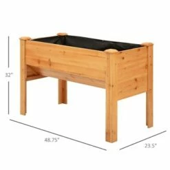Outsunny 48'' Fir Wood Raised Garden Bed with Tool Hooks Elevated Planter Box Stand with Unique Funnel Design for Backyard Patio to Grow Vegetables -Cheap Planters Store unnamed file 525