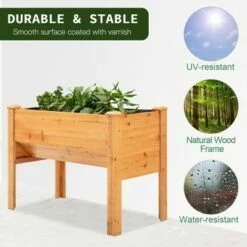 Outsunny 48'' Fir Wood Raised Garden Bed with Tool Hooks Elevated Planter Box Stand with Unique Funnel Design for Backyard Patio to Grow Vegetables -Cheap Planters Store unnamed file 526