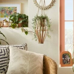 Opalhouse Designed With Jungalow 14.5" x 6.5" Metal/Rattan Hanging Planter Natural - Opalhouse™ designed with Jungalow™