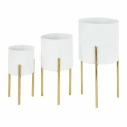 Set of 3 Contemporary Metal Planters in Stands - Olivia & May Gold -Cheap Planters Store unnamed file 5293