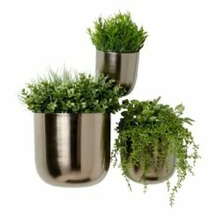 Set of 3 Contemporary Metal Wall Planters - Olivia & May Metallic Gold -Cheap Planters Store unnamed file 5303
