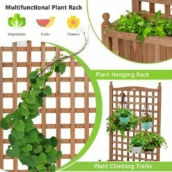 Costway 2PC 50in Wood Planter Box w/Trellis Mobile Raised Bed for Climbing Plant -Cheap Planters Store unnamed file 532