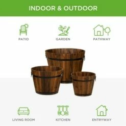 Best Choice Products Set of 3 Rustic Wood Bucket Barrel Flower Garden Planters Set w/ Drainage Holes, Multiple Sizes 11 Best Choice Products Set of 3 Rustic Wood Bucket Barrel Flower Garden Planters Set w/ Drainage Holes, Multiple Sizes -Cheap Planters Store unnamed file 5320