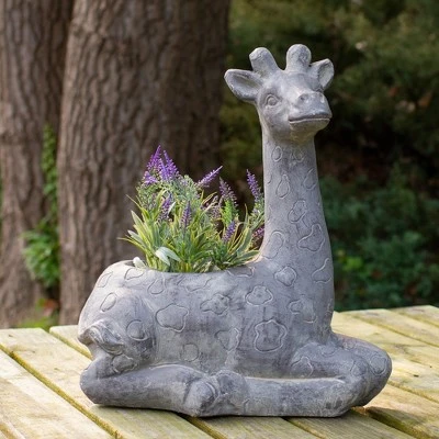 Northlight 16" Gray Seated Giraffe Outdoor Garden Planter 3 Northlight 16" Gray Seated Giraffe Outdoor Garden Planter