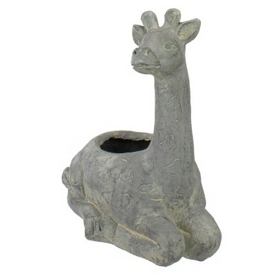Northlight 16" Gray Seated Giraffe Outdoor Garden Planter 4 Northlight 16" Gray Seated Giraffe Outdoor Garden Planter - Image 2