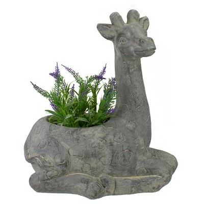 Northlight 16" Gray Seated Giraffe Outdoor Garden Planter 7 Northlight 16" Gray Seated Giraffe Outdoor Garden Planter - Image 5