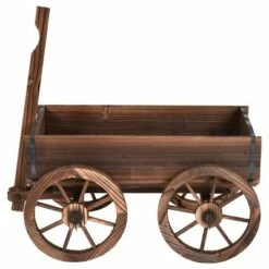 Costway Wood Wagon Flower Planter Pot Stand W/Wheels Home Garden Outdoor Decor -Cheap Planters Store unnamed file 5380