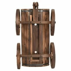 Costway Wood Wagon Flower Planter Pot Stand W/Wheels Home Garden Outdoor Decor -Cheap Planters Store unnamed file 5383