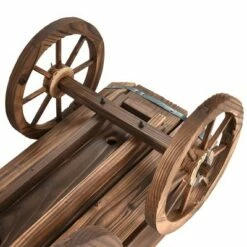 Costway Wood Wagon Flower Planter Pot Stand W/Wheels Home Garden Outdoor Decor -Cheap Planters Store unnamed file 5384