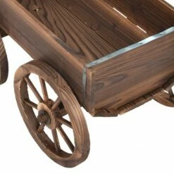 Costway Wood Wagon Flower Planter Pot Stand W/Wheels Home Garden Outdoor Decor -Cheap Planters Store unnamed file 5385