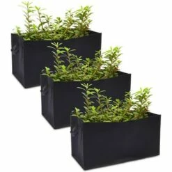 Okuna Outpost 3 Pack Fabric Garden Bed Plant Grow Bag Pot for Flower Vegetable, Black 23.6"x11.8"