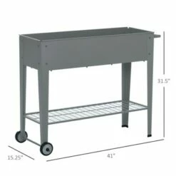 Outsunny 41" x 15" x 32" Raised Garden Bed Elevated with 2 Wheels, Bottom Shelf for Storing Tools, & Water Drainage Hole 13 Outsunny 41" x 15" x 32" Raised Garden Bed Elevated with 2 Wheels, Bottom Shelf for Storing Tools, & Water Drainage Hole -Cheap Planters Store unnamed file 5396