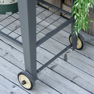 Outsunny 41" x 15" x 32" Raised Garden Bed Elevated with 2 Wheels, Bottom Shelf for Storing Tools, & Water Drainage Hole 9 Outsunny 41" x 15" x 32" Raised Garden Bed Elevated with 2 Wheels, Bottom Shelf for Storing Tools, & Water Drainage Hole - Image 7