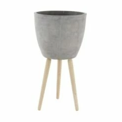 Modern Clay Plant Stand with Tripod Wood Base - Olivia & May White -Cheap Planters Store unnamed file 5404