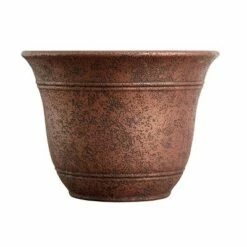 Listo SRA13001P05 13-Inch Round Resin Sierra Planter, Rustic Redstone (3 Pack)