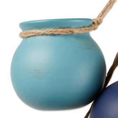 Zingz & Thingz Zingz & Thingz 23" Indoor/Outdoor Dangling Terracotta Mini Pots Blue Tones 4 Zingz & Thingz Zingz & Thingz 23" Indoor/Outdoor Dangling Terracotta Mini Pots Blue Tones - Image 2