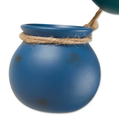 Zingz & Thingz Zingz & Thingz 23" Indoor/Outdoor Dangling Terracotta Mini Pots Blue Tones 5 Zingz & Thingz Zingz & Thingz 23" Indoor/Outdoor Dangling Terracotta Mini Pots Blue Tones - Image 3