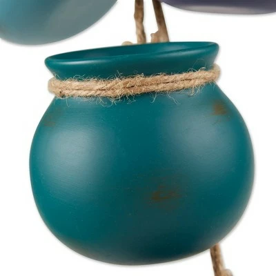 Zingz & Thingz Zingz & Thingz 23" Indoor/Outdoor Dangling Terracotta Mini Pots Blue Tones 6 Zingz & Thingz Zingz & Thingz 23" Indoor/Outdoor Dangling Terracotta Mini Pots Blue Tones - Image 4