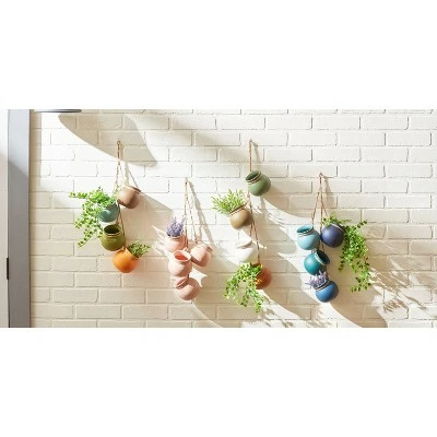 Zingz & Thingz Zingz & Thingz 23" Indoor/Outdoor Dangling Terracotta Mini Pots Blue Tones 8 Zingz & Thingz Zingz & Thingz 23" Indoor/Outdoor Dangling Terracotta Mini Pots Blue Tones - Image 6