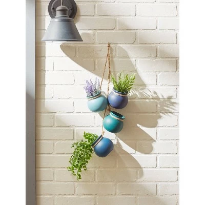 Zingz & Thingz Zingz & Thingz 23" Indoor/Outdoor Dangling Terracotta Mini Pots Blue Tones 10 Zingz & Thingz Zingz & Thingz 23" Indoor/Outdoor Dangling Terracotta Mini Pots Blue Tones - Image 8