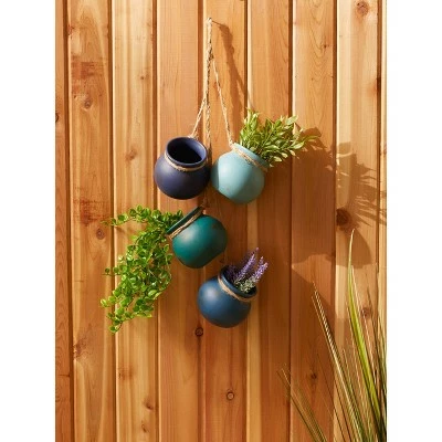 Zingz & Thingz Zingz & Thingz 23" Indoor/Outdoor Dangling Terracotta Mini Pots Blue Tones 11 Zingz & Thingz Zingz & Thingz 23" Indoor/Outdoor Dangling Terracotta Mini Pots Blue Tones - Image 9