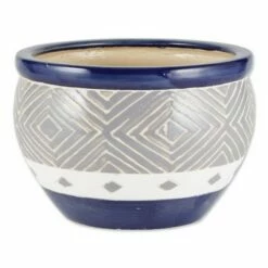 Zingz & Thingz 13.6" Indoor/Outdoor Ceramic Planter Trio Cobalt - Zings & Thingz