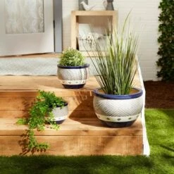 Zingz & Thingz 13.6" Indoor/Outdoor Ceramic Planter Trio Cobalt - Zings & Thingz -Cheap Planters Store unnamed file 5463