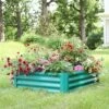Sunnydaze Decor Sunnydaze Powder-Coated Steel Rectangle Raised Garden Bed Kit for Plants, Flowers, Herbs and Vegetables - 47" W x 11" Deep - Green