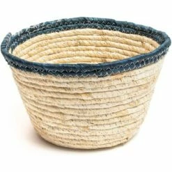 Okuna Outpost 3 Sets Water Hyacinth Grass Woven Flower Pot Planter Storage Bin, Brown with Blue Rims, 3 Sizes -Cheap Planters Store unnamed file 5535