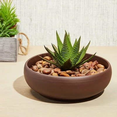 Juvale Ceramic Bowl Planter Pots with Drainage Hole for Indoors & Outdoors, Dark Brown, 8" x 2.6" 3 Juvale Ceramic Bowl Planter Pots with Drainage Hole for Indoors & Outdoors, Dark Brown, 8" x 2.6" - Image 2