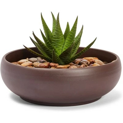 Juvale Ceramic Bowl Planter Pots with Drainage Hole for Indoors & Outdoors, Dark Brown, 8" x 2.6" 4 Juvale Ceramic Bowl Planter Pots with Drainage Hole for Indoors & Outdoors, Dark Brown, 8" x 2.6" - Image 3