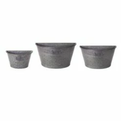 Melrose 12" Rustic Half Tub Containers Hanging Outdoor Wall Planters 3pc - Gray
