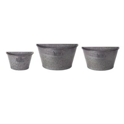 Melrose 12" Rustic Half Tub Containers Hanging Outdoor Wall Planters 3pc - Gray 3 Melrose 12" Rustic Half Tub Containers Hanging Outdoor Wall Planters 3pc - Gray