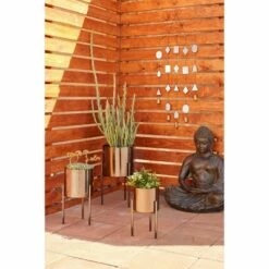 Olivia & May 18" Contemporary Metal Planters with Stands Black/Silver - Olivia & May -Cheap Planters Store unnamed file 5622