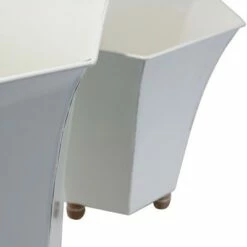Set of 2 White Enamel Metal Planter with Wood Bead Feet - Foreside Home & Garden -Cheap Planters Store unnamed file 5637
